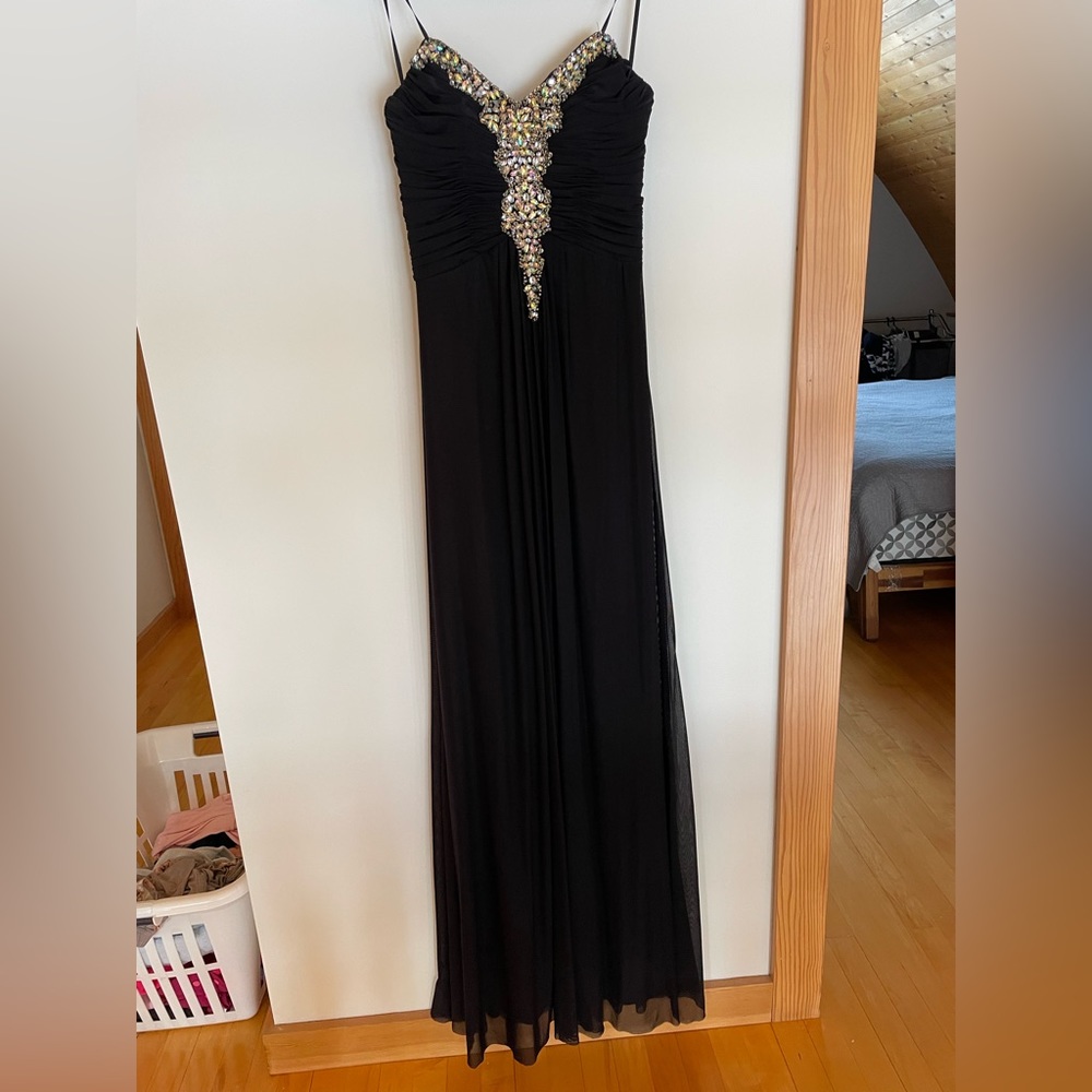 Floor length black gown